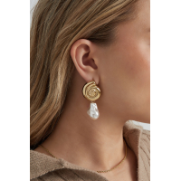 Schelp Parel Oorbel Stainless Steel Goud