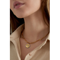 Munt Schakel Ketting Stainless Steel Goud