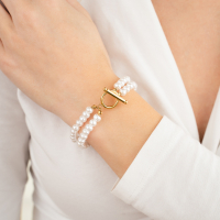 Parel Armband Met Sluiting Stainless Steel Parel Goud