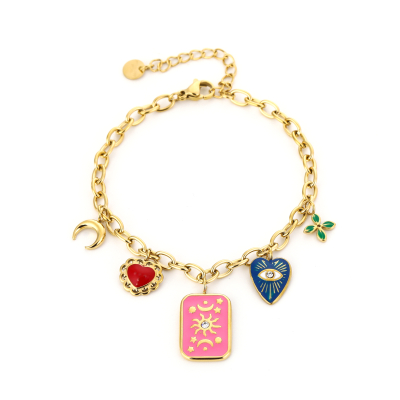 Kleurrijke Bedel Armband Stainless Steel