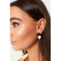 Dubbel Klaver Oorbel Zwart Wit Stainless Steel