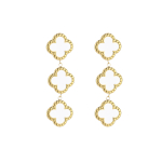 Oorbellen Drie Klavers Wit Stainless Steel