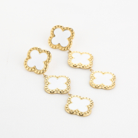 Oorbellen Drie Klavers Wit Stainless Steel