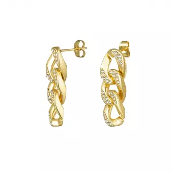 Oorbellen schakels zirkoon stainless steel