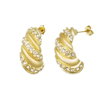 Oorbellen twisted zirkoon stainless steel