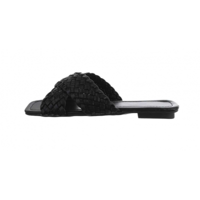 GEVLOCHTEN ZWARTE SLIPPERS