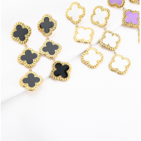 Oorbellen Drie Klavers Wit Stainless Steel